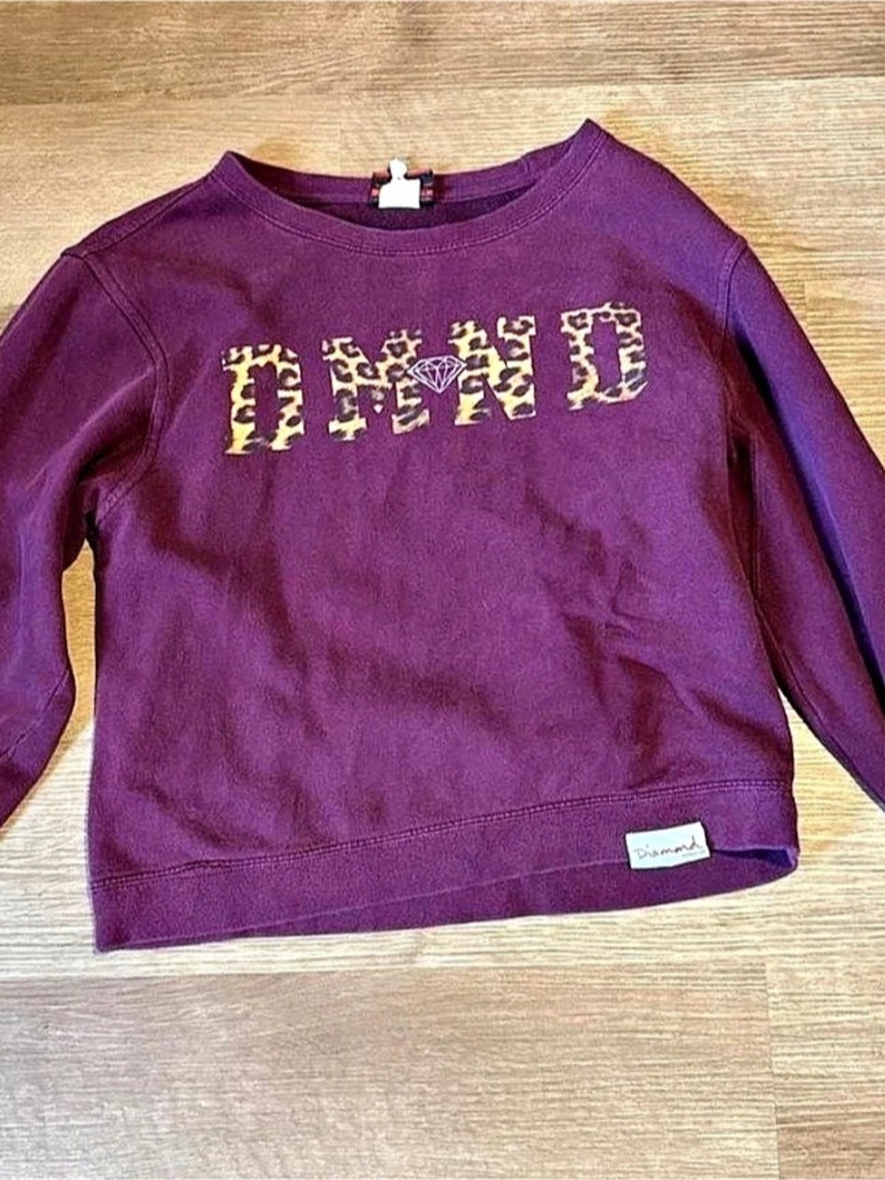 Diamond Supply Co. DMND Leopard Logo Pullover Sweatshirt Purple